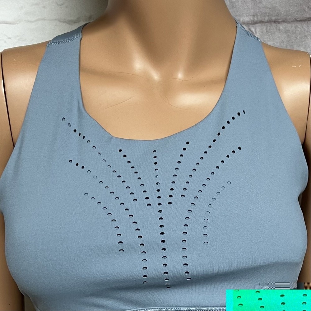 Calia Sports Bra Womens Medium Blue Gray Cutout Razorback High Impact Comfort - Picture 3 of 12